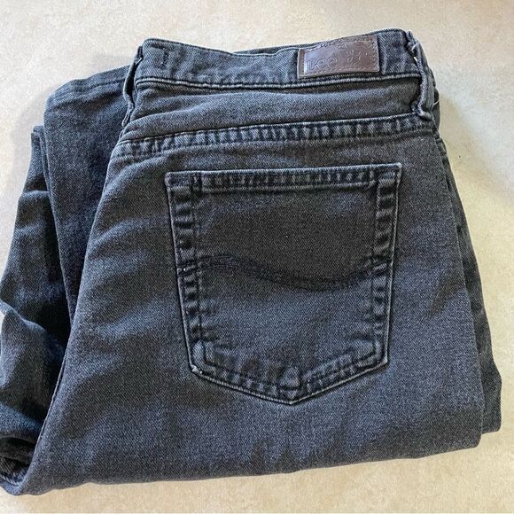 Lee Jeans Vintage Black Denim relaxed straight leg size 14 medium 90s Y2K - Picture 3 of 7